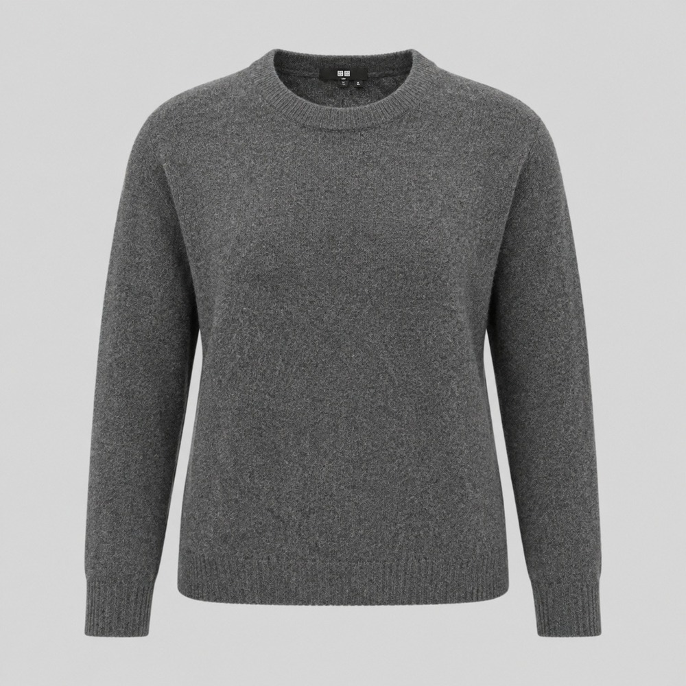 UNIQLO +J Jil Sander Mens S 100% Cashmere Sweater Gray Crew Neck Pullover